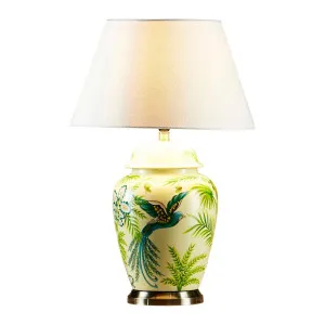 Caribbean Bird Ceramic Table Lamp Base Green And Yellow by Florabelle Living, a Table & Bedside Lamps for sale on Style Sourcebook