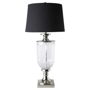 Bellevue Glass Nickel Lamp With Black Linen Shade by Florabelle Living, a Table & Bedside Lamps for sale on Style Sourcebook