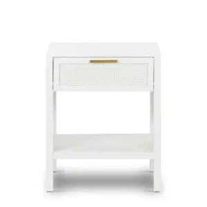 Santorini Hamptons Timber/Rattan Bedside Table White by Florabelle Living, a Coffee Table for sale on Style Sourcebook