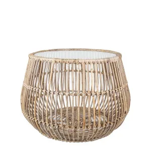 Haiti Round Basket Table Glass by Florabelle Living, a Coffee Table for sale on Style Sourcebook