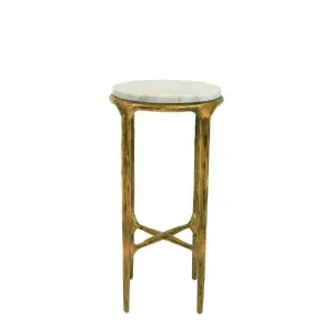 Aries Small Gold Round Marble Side Table by Florabelle Living, a Coffee Table for sale on Style Sourcebook