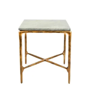 Aries Square Marble Side Table Gold by Florabelle Living, a Coffee Table for sale on Style Sourcebook