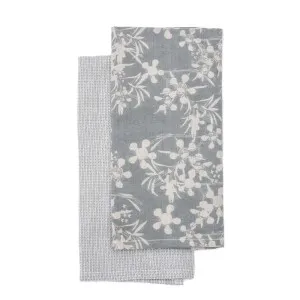 Myrtle Tea Towel Pack 2 Slate by Florabelle Living, a Tea Towels for sale on Style Sourcebook