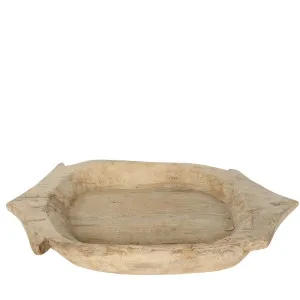 Deep Chapati Wooden Plate With Handles Natural by Florabelle Living, a Trays for sale on Style Sourcebook