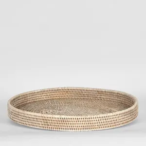 Paume Rattan Oval Tray White Wash by Florabelle Living, a Trays for sale on Style Sourcebook