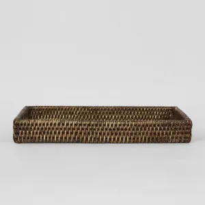 Paume Rattan Tidy Tray Antique Brown by Florabelle Living, a Trays for sale on Style Sourcebook