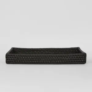 Paume Rattan Tidy Tray Black by Florabelle Living, a Trays for sale on Style Sourcebook