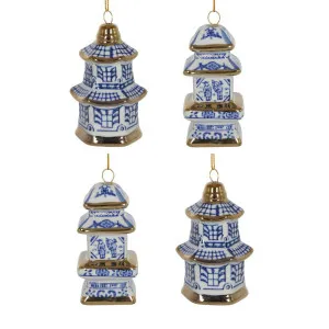 Chinoiserie Pagoda Hanging Ornaments Box Of 4 by Florabelle Living, a Christmas for sale on Style Sourcebook