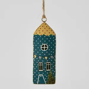 Village Enamel House Hanging Ornament Blue by Florabelle Living, a Christmas for sale on Style Sourcebook