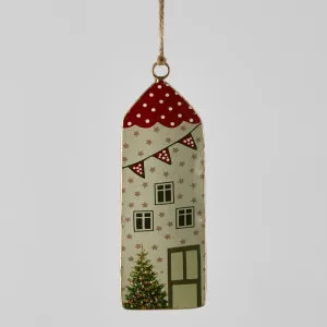Village Enamel House Hanging Ornament White by Florabelle Living, a Christmas for sale on Style Sourcebook
