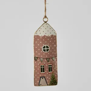 Village Enamel House Hanging Ornament Pink by Florabelle Living, a Christmas for sale on Style Sourcebook