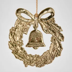 Mini Bell Wreath Ornament Gold Lge by Florabelle Living, a Christmas for sale on Style Sourcebook
