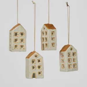 Mache House Hanging Ornament (Set Of 4) by Florabelle Living, a Christmas for sale on Style Sourcebook