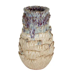 Chiselled Bark Ceramic Vase Large Blue by Florabelle Living, a Vases & Jars for sale on Style Sourcebook