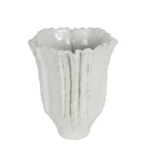 Pleated Ceramic Vase Large White by Florabelle Living, a Vases & Jars for sale on Style Sourcebook