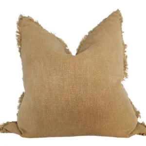 Champêtre Heavy Weight French Linen Cushion 55cm Square - Turmeric Yellow by Macey & Moore, a Cushions, Decorative Pillows for sale on Style Sourcebook
