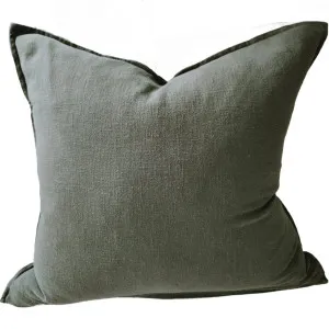Millard Linen Cotton Cushion 55cm Square - Nimes Khaki Green by Macey & Moore, a Cushions, Decorative Pillows for sale on Style Sourcebook