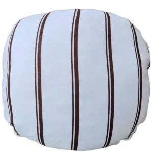 Millard Pure French Linen Cushion Feather Filled 55cm Round - Antibes Brown & White Striped by Macey & Moore, a Cushions, Decorative Pillows for sale on Style Sourcebook