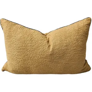 Millard Jacquard Linen Cushion 40x60cm Lumbar - Gassin Mustard by Macey & Moore, a Cushions, Decorative Pillows for sale on Style Sourcebook