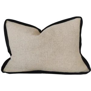 Reine Linen Cushion 40x60cm Lumbar  - Natural with Black Border by Macey & Moore, a Cushions, Decorative Pillows for sale on Style Sourcebook