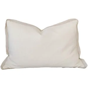 Reine Linen Cushion 40x60cm Lumbar  - White with Light Nude Border by Macey & Moore, a Cushions, Decorative Pillows for sale on Style Sourcebook