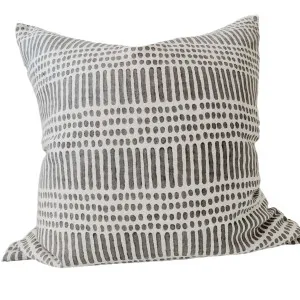 Kimpton Grey Artisan Block Printed Heavy Weight Pure French Linen Cushion 55cm Square by Macey & Moore, a Cushions, Decorative Pillows for sale on Style Sourcebook