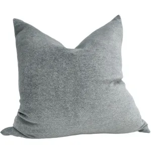 Fontainebleau Cotton Velvet & French Linen Two Sided Cushion 55cm Square - Heather Grey by Macey & Moore, a Throws for sale on Style Sourcebook