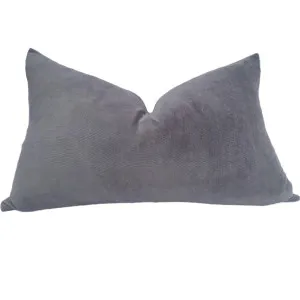 Fontainebleau Cotton Velvet & French Linen Two Sided Cushion 40cmx60cm Lumbar- Charcoal by Macey & Moore, a Throws for sale on Style Sourcebook