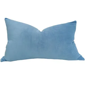 Fontainebleau Cotton Velvet & French Linen Two Sided Cushion 40cmx60cm Lumbar - Arctic Blue by Macey & Moore, a Throws for sale on Style Sourcebook
