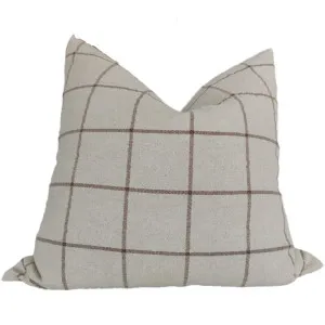 Irish Plaid Rustic Linen Cotton Cushion 55cm Square - Brown by Macey & Moore, a Cushions, Decorative Pillows for sale on Style Sourcebook