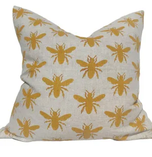 Royal Bee Artisan Block Printed Heavy Weight Pure French Linen Cushion 55cm Square by Macey & Moore, a Cushions, Decorative Pillows for sale on Style Sourcebook