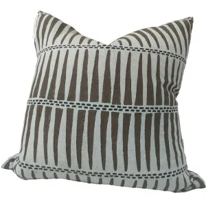 Tribal Artisan Block Printed Heavy Weight Pure French Linen Cushion 55cm Square - Brown / Black by Macey & Moore, a Cushions, Decorative Pillows for sale on Style Sourcebook