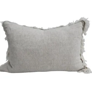 Riviera Heavy Weight Texture French Linen Fringed Edge Cushion 40x60cm Lumbar - Oatmeal by Macey & Moore, a Cushions, Decorative Pillows for sale on Style Sourcebook