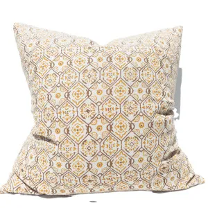 The Outback Artisan Block Printed Heavy Weight Pure French Linen Cushion 55cm Square - Wildflower Abound Earthy Tone by Macey & Moore, a Cushions, Decorative Pillows for sale on Style Sourcebook