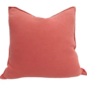 Rustique Stonewashed Heavy Weight French Linen Cushion 55cm Square -Watermelon Red by Macey & Moore, a Cushions, Decorative Pillows for sale on Style Sourcebook