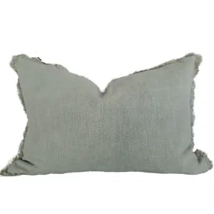 Champêtre Heavy Weight French Linen Cushion 40x60cm Lumbar - Sage Green by Macey & Moore, a Cushions, Decorative Pillows for sale on Style Sourcebook