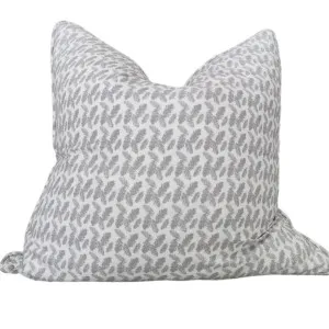 Pine Leaves Linen Cotton Cushion 55x55cm - Grey & White by Macey & Moore, a Quilts & Bedspreads for sale on Style Sourcebook