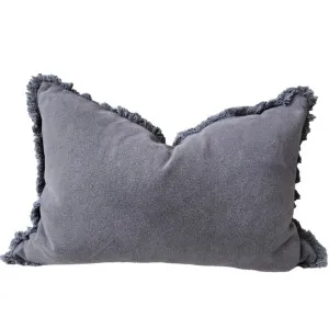 Millard Heavy Weight French Linen Cushion 40x60cm Lumbar - Champêtre Charcoal by Macey & Moore, a Cushions, Decorative Pillows for sale on Style Sourcebook