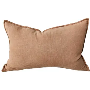 Millard Linen Cotton Cushion 40x60cm Lumbar - Nimes Peach Caramel by Macey & Moore, a Cushions, Decorative Pillows for sale on Style Sourcebook