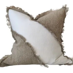 Penistone Linen Cushion 55cm Square - White and Oatmeal by Macey & Moore, a Cushions, Decorative Pillows for sale on Style Sourcebook