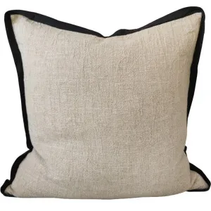 RESTOCK SOON - Reine Linen Cushion 55cm Square - Natural with Black Border by Macey & Moore, a Cushions, Decorative Pillows for sale on Style Sourcebook