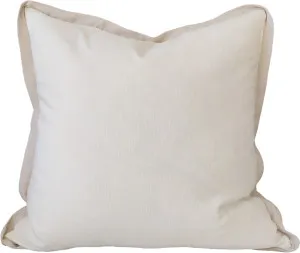 Reine Linen Cushion 55cm Square  - White with Light Nude Border by Macey & Moore, a Cushions, Decorative Pillows for sale on Style Sourcebook