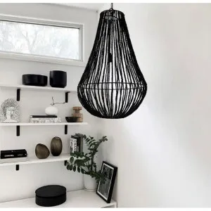 Aria Wooden Beaded Pendant Light, Large, Black by Mediterranean Market, a Pendant Lighting for sale on Style Sourcebook