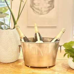 Knox Metal Oval Ice Bucket, Style B, Antique Pewter by Mediterranean Market, a Barware for sale on Style Sourcebook