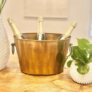 Knox Metal Oval Ice Bucket, Style B, Antique Brass by Mediterranean Market, a Barware for sale on Style Sourcebook