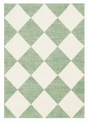 Octavia Green Cream Checkered Washable Rug by Miss Amara, a Kids Rugs for sale on Style Sourcebook