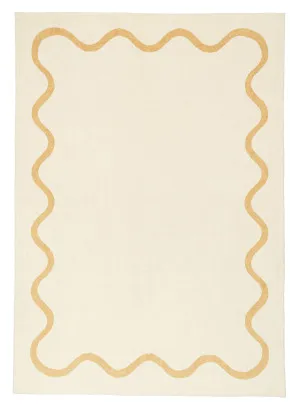 Micah Brown and Beige Wiggle Bordered Washable Rug by Miss Amara, a Contemporary Rugs for sale on Style Sourcebook