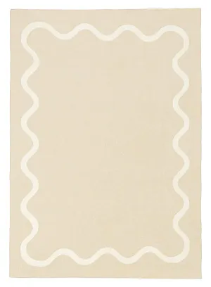 Mahali Beige Ivory Wiggle Bordered Washable Rug by Miss Amara, a Contemporary Rugs for sale on Style Sourcebook