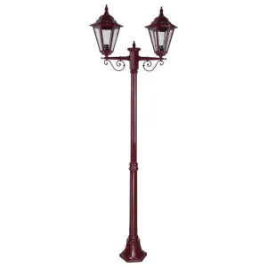 Turin Italian Made IP43 Exterior Post Lantern, Style A, 2 Light, 209cm, Burgundy by Domus Lighting, a Lanterns for sale on Style Sourcebook