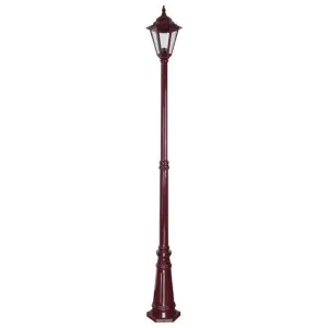 Turin Italian Made IP43 Exterior Post Lantern, Style A, 1 Light, 232cm, Burgundy by Domus Lighting, a Lanterns for sale on Style Sourcebook